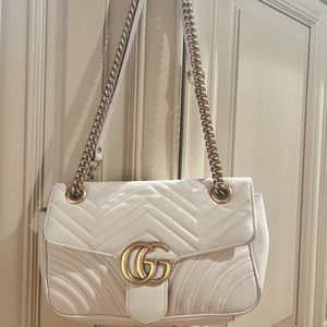GUCCI MARMONT WHITE LEATHER BAG WITH GOLD !!